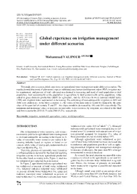 Global Experience on Irrigation Management Under Different Scenarios