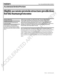 Highly Accurate Protein Structure Prediction for the Human Proteome