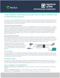 Integration Overview How Tricentis Qtest and Neoload Can Provide a Unified View of Application Quality