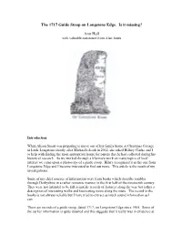 The 1717 Guide Stoop on Longstone Edge. Is It Missing?