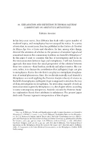 14. Explanation and Definition in Thomas Aquinas' Commentary On