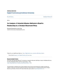 An Analysis of Adventist Mission Methods in Brazil in Relationship to a Christian Movement Ethos