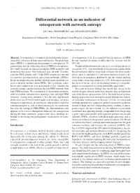 Differential Network As an Indicator of Osteoporosis with Network Entropy