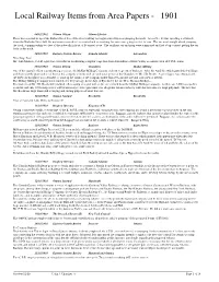 Local Railway Items from Area Papers - 1901