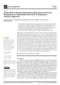 Mycobacterium Bovis) Breakdown in Cattle Herds 2013–2018: a Dominance Analysis Approach