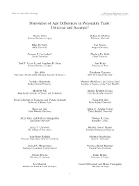 Stereotypes of Age Differences in Personality Traits: Universal and Accurate?