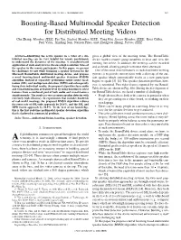 Boosting-Based Multimodal Speaker Detection for Distributed