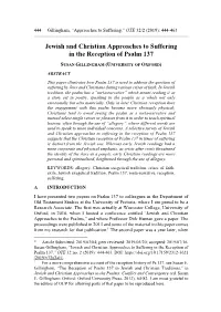 Jewish and Christian Approaches to Suffering in the Reception of Psalm 137