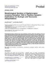 Morphological Variation of Gephyrocapsa Oceanica Kamptner 1943 in Plankton Samples: Implications for Ecologic and Taxonomic Interpretations