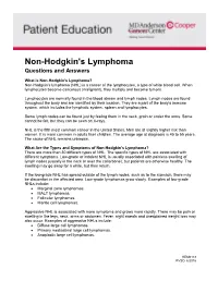 Non-Hodgkin's Lymphoma Questions and Answers