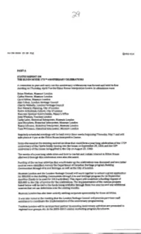 Part a Status Report on the Eldon House