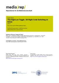 The High/Low Toggle. Alt-Right Code Switching on 8Chan 2019