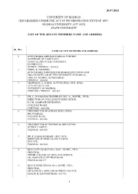 The Senate Members Name and Address