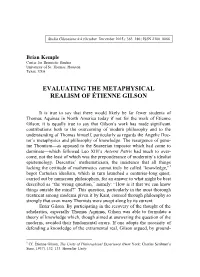 Evaluating the Metaphysical Realism of Étienne Gilson