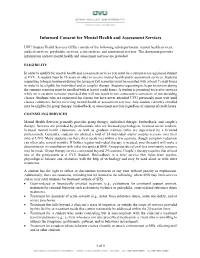Informed Consent for Mental Health and Assessment Services