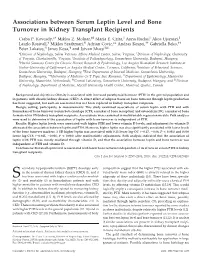 Associations Between Serum Leptin Level and Bone Turnover in Kidney Transplant Recipients