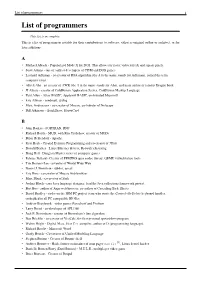 List of Programmers 1 List of Programmers