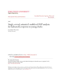 Multilevel SNP Analysis for Salmonella Response in Young Chicks Jason Robert Hasenstein Iowa State University