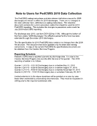 Note to Users for Pedcsrs 2010 Data Collection