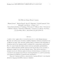 Running Head: HOW EFFICIENCY SHAPES HUMAN LANGUAGE 1