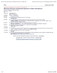 Session: Electronic Structure and Reaction Dynamics of Open-Shel