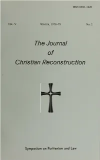 The Journal of Christian Reconstruction