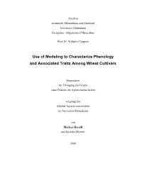 Use of Modeling to Characterize Phenology and Associated Traits Among Wheat Cultivars