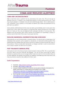 Factsheet COMA and REDUCED ALERTNESS