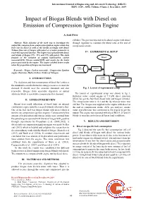 Impact of Biogas Blends with Diesel on Emission of Compression Ignition Engine
