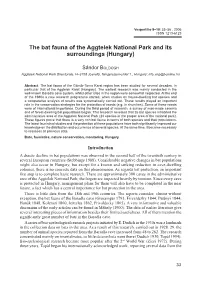 The Bat Fauna of the Aggtelek National Park and Its Surroundings (Hungary)