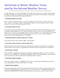 Winter Weather Definitions and Terms