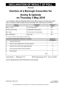 Declaration of Result of Poll for Local Elections, 3 May 2018