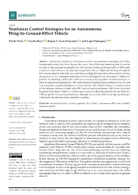 Nonlinear Control Strategies for an Autonomous Wing-In-Ground-Effect Vehicle