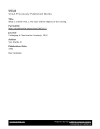 Part 1, the User and the Objects of the Catalog