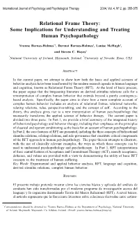 Relational Frame Theory: Some Implications for Understanding and Treating Human Psychopathology