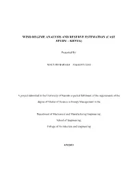 Wind Regime Analysis and Reserve Estimation (Case Study: - Kenya)