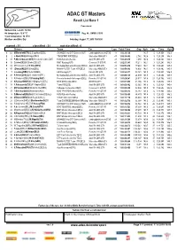 ADAC GT Masters Result List Race 1