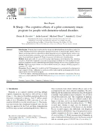 B Sharp-The Cognitive Effects of a Pilot Community Music Program For