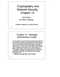 Cryptography and Network Security Chapter 12
