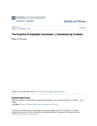 The Doctrine of Equitable Conversion: I, Conversion by Contract