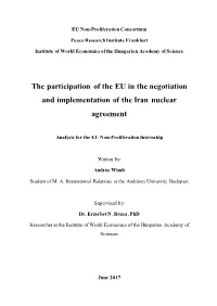 The Participation of the EU in the Negotiation and Implementation of the Iran Nuclear Agreement