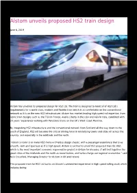 Alstom Unveils Proposed HS2 Train Design