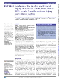 Analysis of the Burden and Trend of Injury in Sichuan, China, from 2006 to 2015: Results from the National Injury Surveillance System