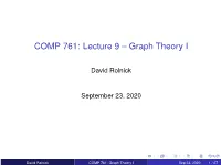COMP 761: Lecture 9 – Graph Theory I