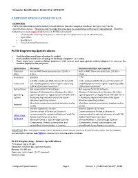 Computer Specifications 2018-19