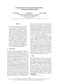 Content Extraction and Lexical Analysis from Customer-Agent Interactions