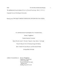 Draft the 100 Most Eminent Psychologists 1 the Published