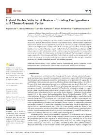 Hybrid Electric Vehicles: a Review of Existing Conﬁgurations and Thermodynamic Cycles