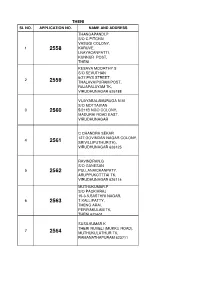Sl No. Application No. Name and Address 1 Thangapandi
