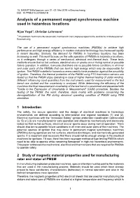 Analysis of a Permanent Magnet Synchronous Machine Used in Hazardous Locations